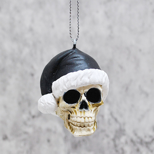 Black Santa Skull Bauble, Santa Hat Skulls