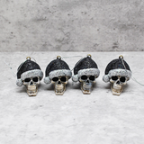 Black Glitter Santa Skull Bauble, Santa Hat Skulls