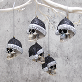 Black Glitter Santa Skull Bauble, Santa Hat Skulls