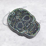 Holographic Sugar Skull Ornament, Day of the Dead Hanging Decor