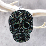 Holographic Sugar Skull Ornament, Day of the Dead Hanging Decor