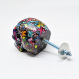 Graffiti Skull Door Knob, Resin Kitchen Door Knob