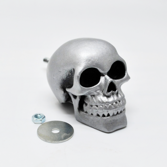 4-Pack Skull Cabinet Knobs – Silver/Stone Finish – Zinc Alloy Drawer Pulls – Unique Gothic Decor