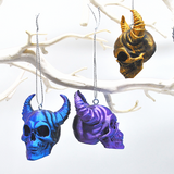 Horned Skull Baubles, Christmas Tree Decorations