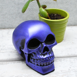 Purple Skull Ornament, Gothic Paperweight