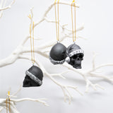 Black Santa Skull Bauble, Santa Hat Skulls