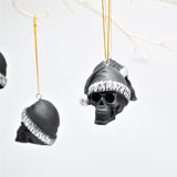 Black Santa Skull Bauble, Santa Hat Skulls