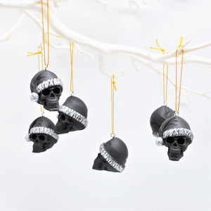 Black Santa Skull Bauble, Santa Hat Skulls