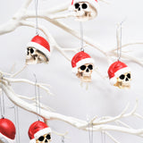 Red Santa Skull Bauble, Santa Hat Skulls