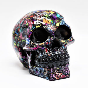 Graffiti Skull Ornament, Gothic Paperweight, MADE TO ORDER,