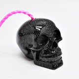 Black Glitter Skull Light Pull, Bathroom Light Pull Cord Weight